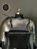 Medieval Steel Pouldron Gorget Armor: LARP Cosplay Costume