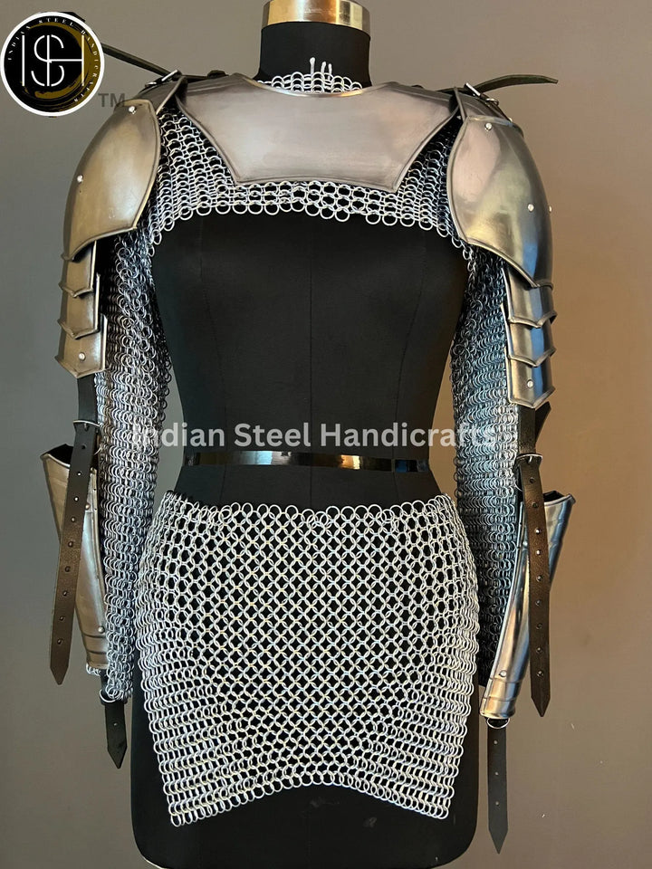 Medieval Steel Pouldron Gorget Armor: LARP Cosplay Costume