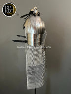 Knight Brave Female Armor, Gorget Pouldron Armor, Chaianmail Armor,Cosplay Armor, Sca Armor, Larp Armor, Gifts for Women. ISH Collection