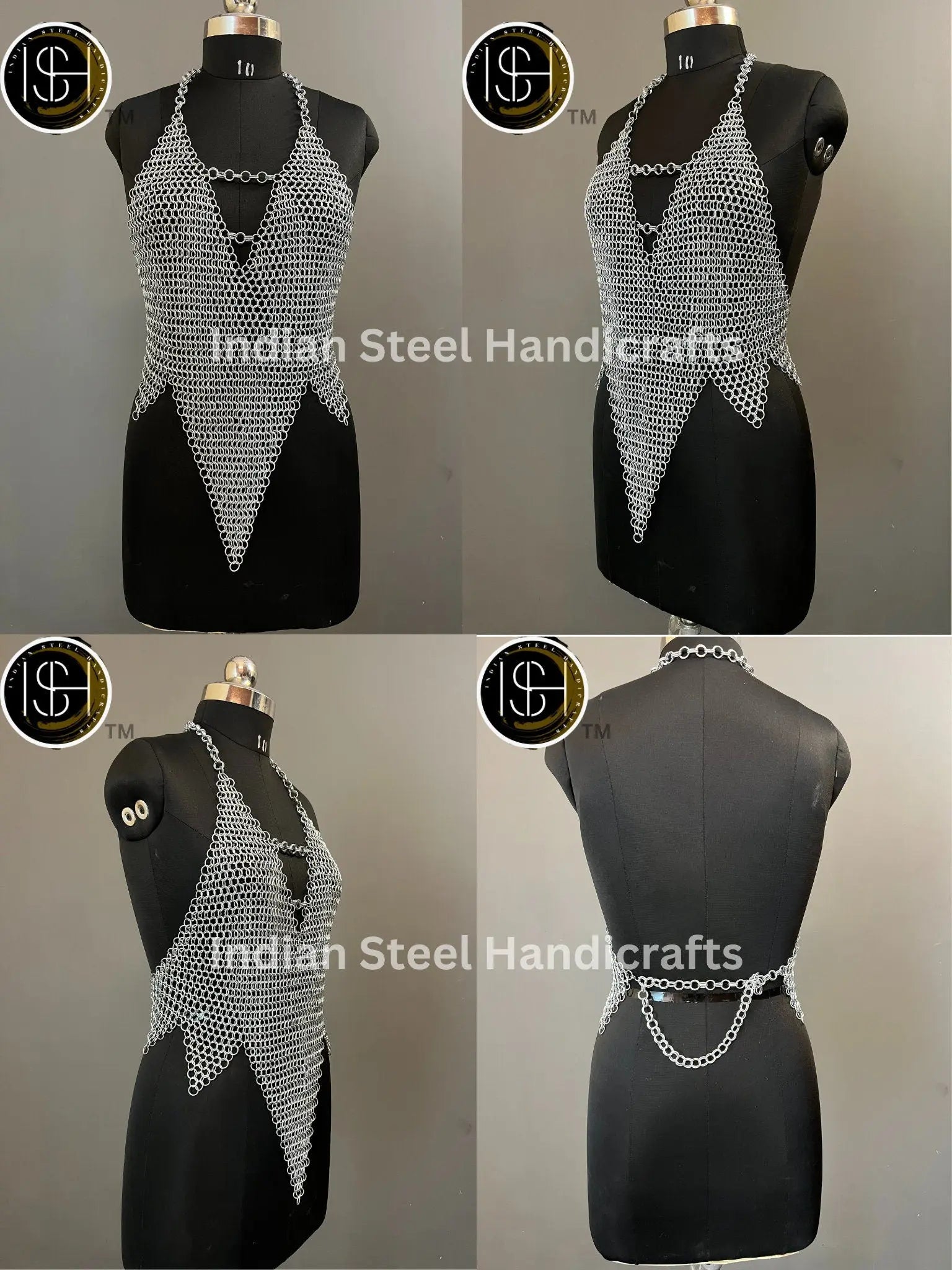 Female Knight Armor: Steel Gorget & Pouldron, Chainmail - LARP Cosplay