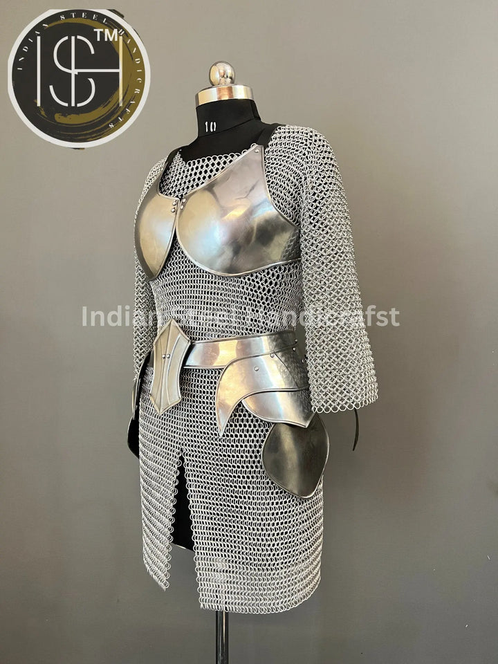 Female Knight Armor: Medieval Chainmail Costume, LARP Cosplay