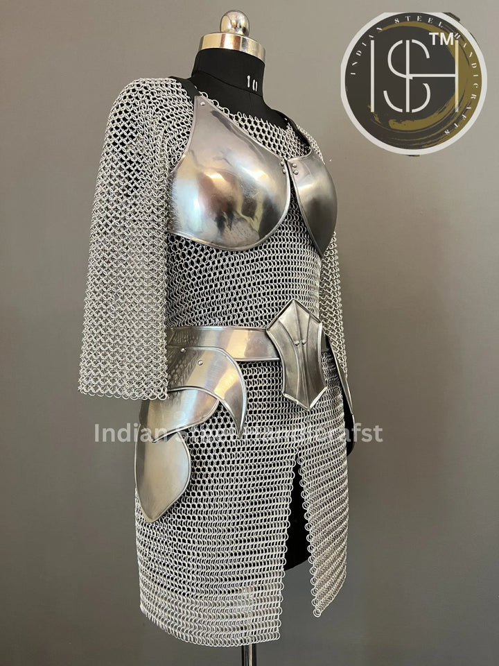 Female Knight Armor: Medieval Chainmail Costume, LARP Cosplay