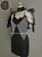 Female Knight Armor: Steel Gorget, Pouldron & Chainmail - LARP Cosplay