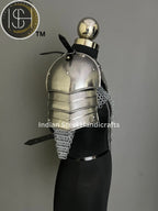 Female Knight Steel Armor: Gorget & Pouldron, Chainmail Top - LARP Cosplay