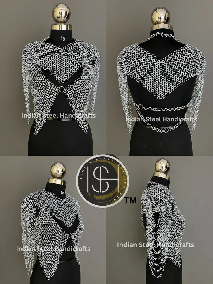 Female Knight Steel Armor: Gorget, Pouldron & Chainmail - LARP Cosplay