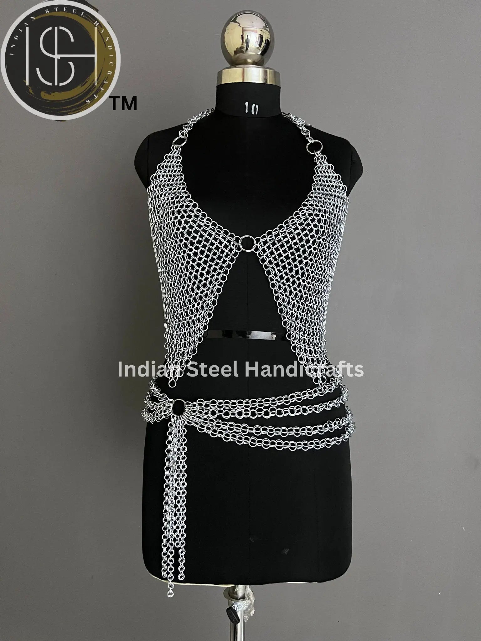 Metal Viking Top & Belt, Ren faire Chainmaille Handmade Medieval Cosplay Armor, SCA Larp Costume, Mother's day Reenactment, Christmas Gift. ISH Collection