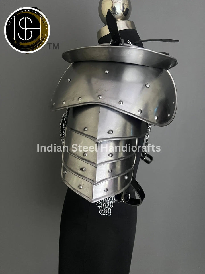 Female Knight Steel Armor: Gorget, Pouldron & Chainmail - LARP Cosplay