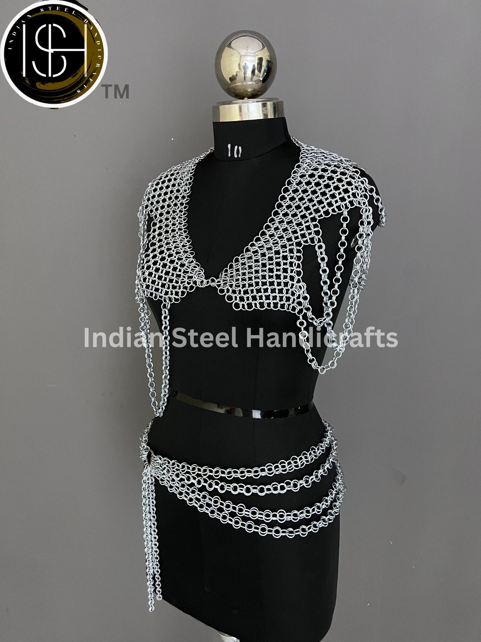 Metal Viking Top & Belt, Ren faire Chainmaille Handmade Medieval Cosplay Armor, SCA Larp Costume, Mother's day Reenactment, Christmas Gift.