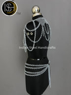 Metal Viking Top & Belt, Ren faire Chainmaille Handmade Medieval Cosplay Armor, SCA Larp Costume, Mother's day Reenactment, Christmas Gift. ISH Collection