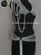 Metal Viking Top & Belt, Ren faire Chainmaille Handmade Medieval Cosplay Armor, SCA Larp Costume, Mother's day Reenactment, Christmas Gift. ISH Collection