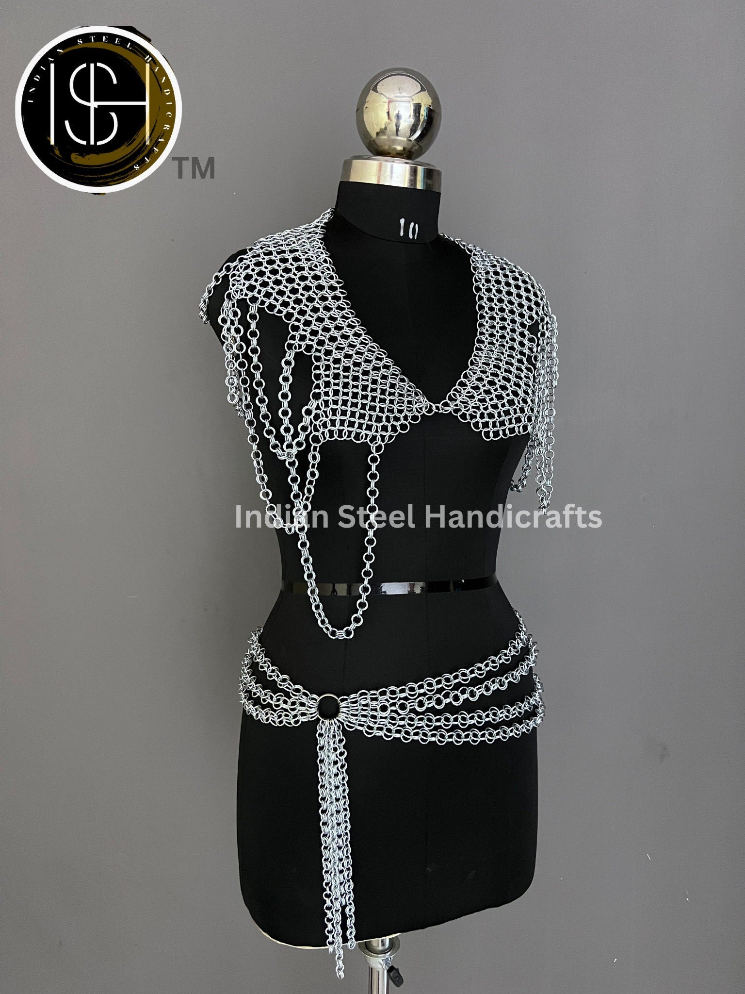 Metal Viking Top & Belt, Ren faire Chainmaille Handmade Medieval Cosplay Armor, SCA Larp Costume, Mother's day Reenactment, Christmas Gift.