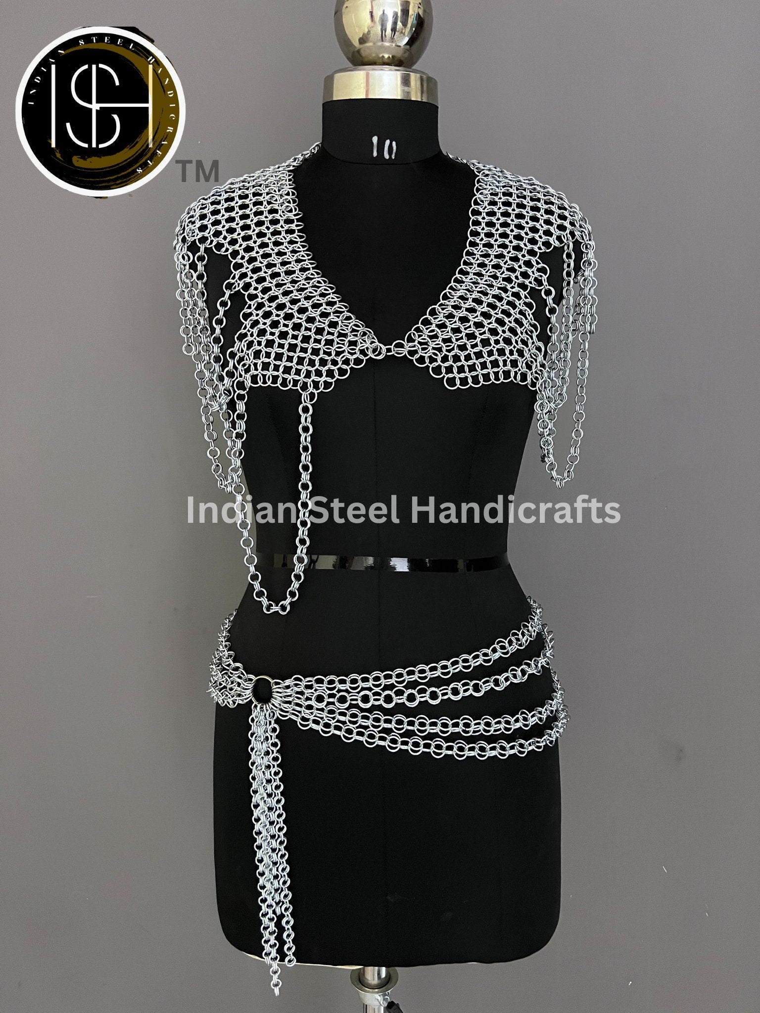 Metal Viking Top & Belt, Ren faire Chainmaille Handmade Medieval Cosplay Armor, SCA Larp Costume, Mother's day Reenactment, Christmas Gift.