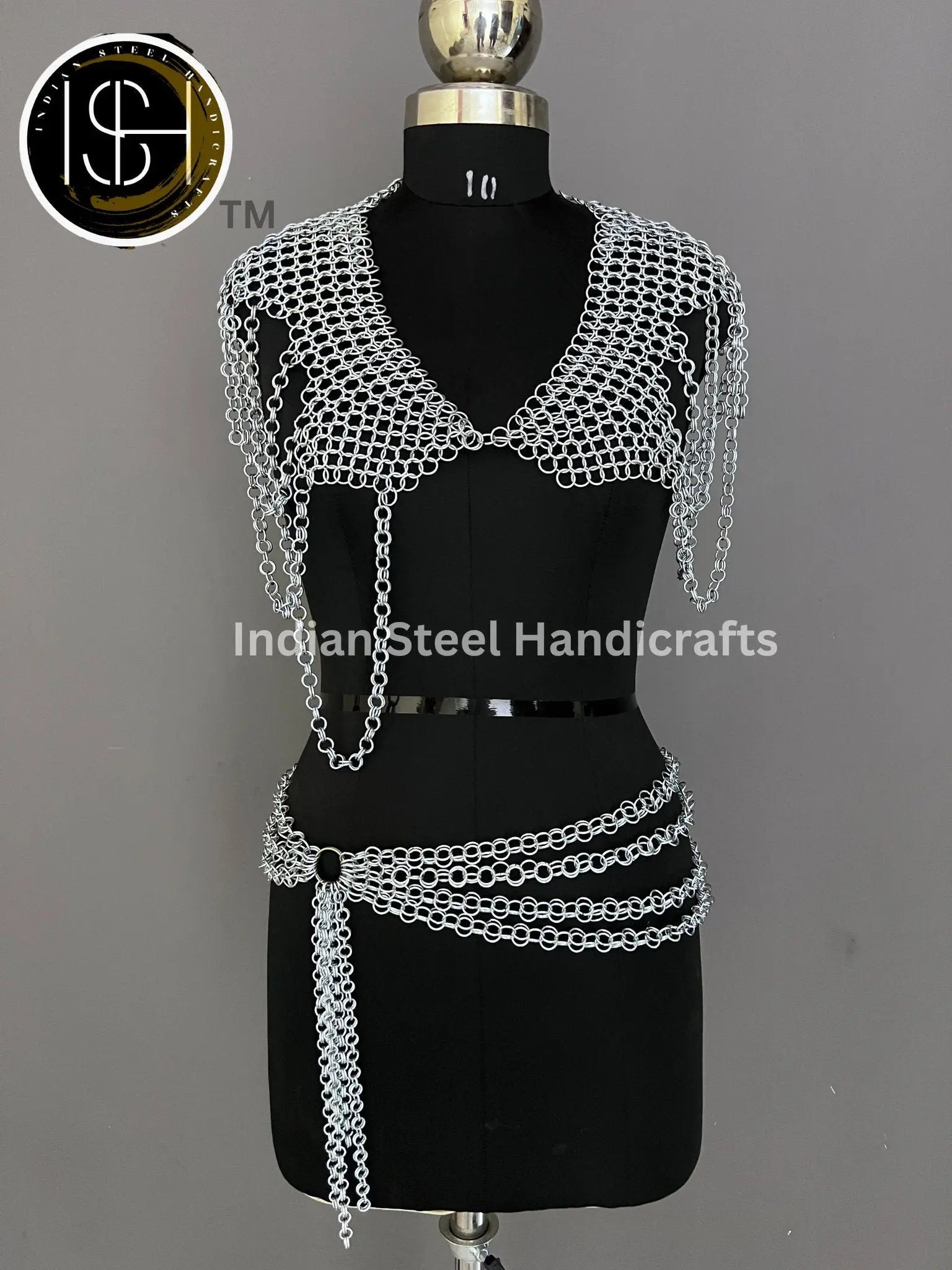 Metal Viking Top & Belt, Ren faire Chainmaille Handmade Medieval Cosplay Armor, SCA Larp Costume, Mother's day Reenactment, Christmas Gift. ISH Collection
