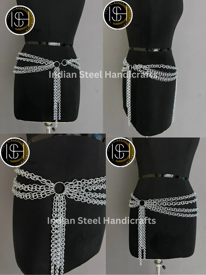 Metal Viking Top & Belt, Ren faire Chainmaille Handmade Medieval Cosplay Armor, SCA Larp Costume, Mother's day Reenactment, Christmas Gift. ISH Collection