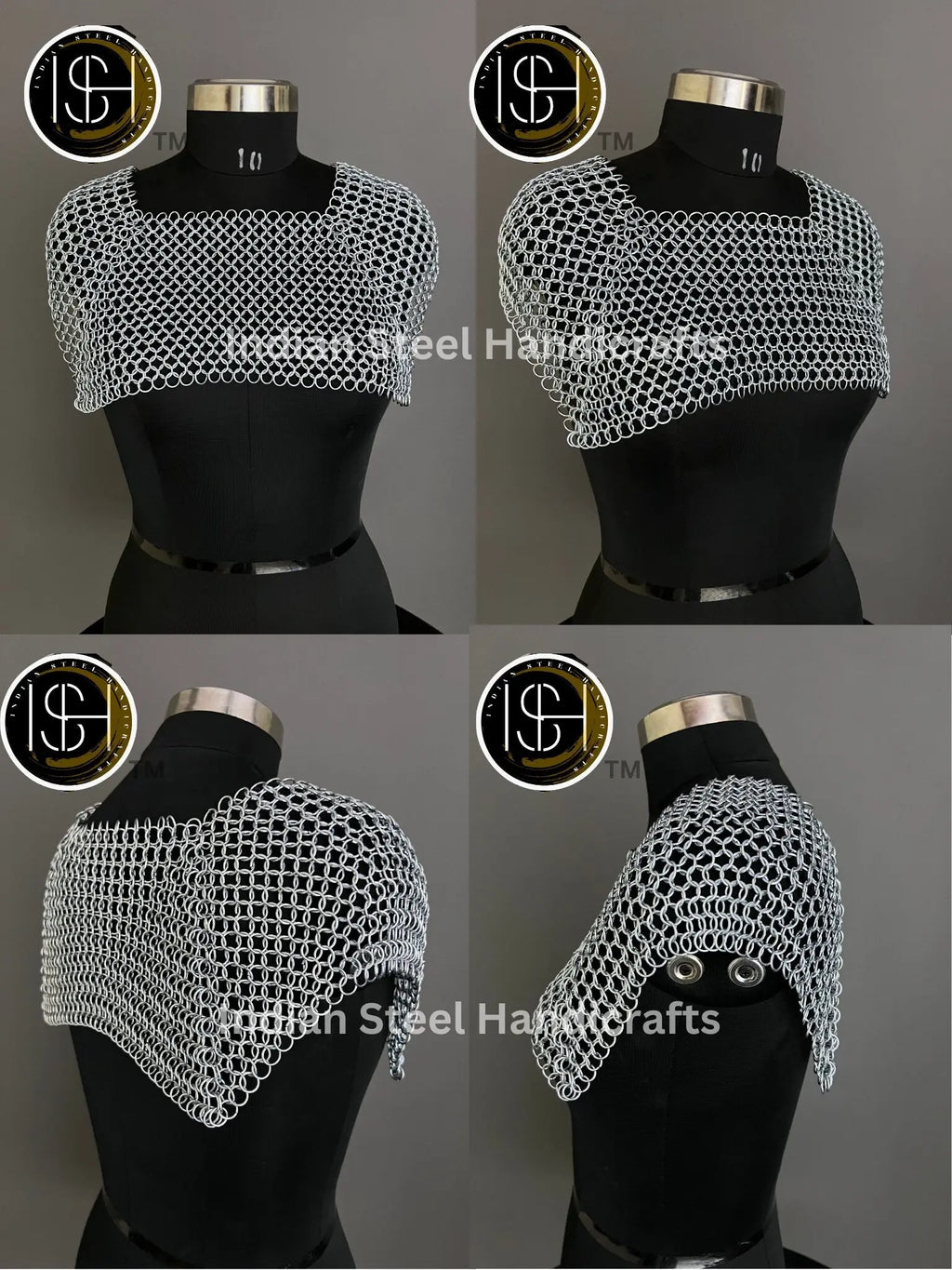 Chainmail Square Shoulder, Chainmaile Medieval Cosplay Costume, Festival Renaissance Fair & Collection. ISH Collection