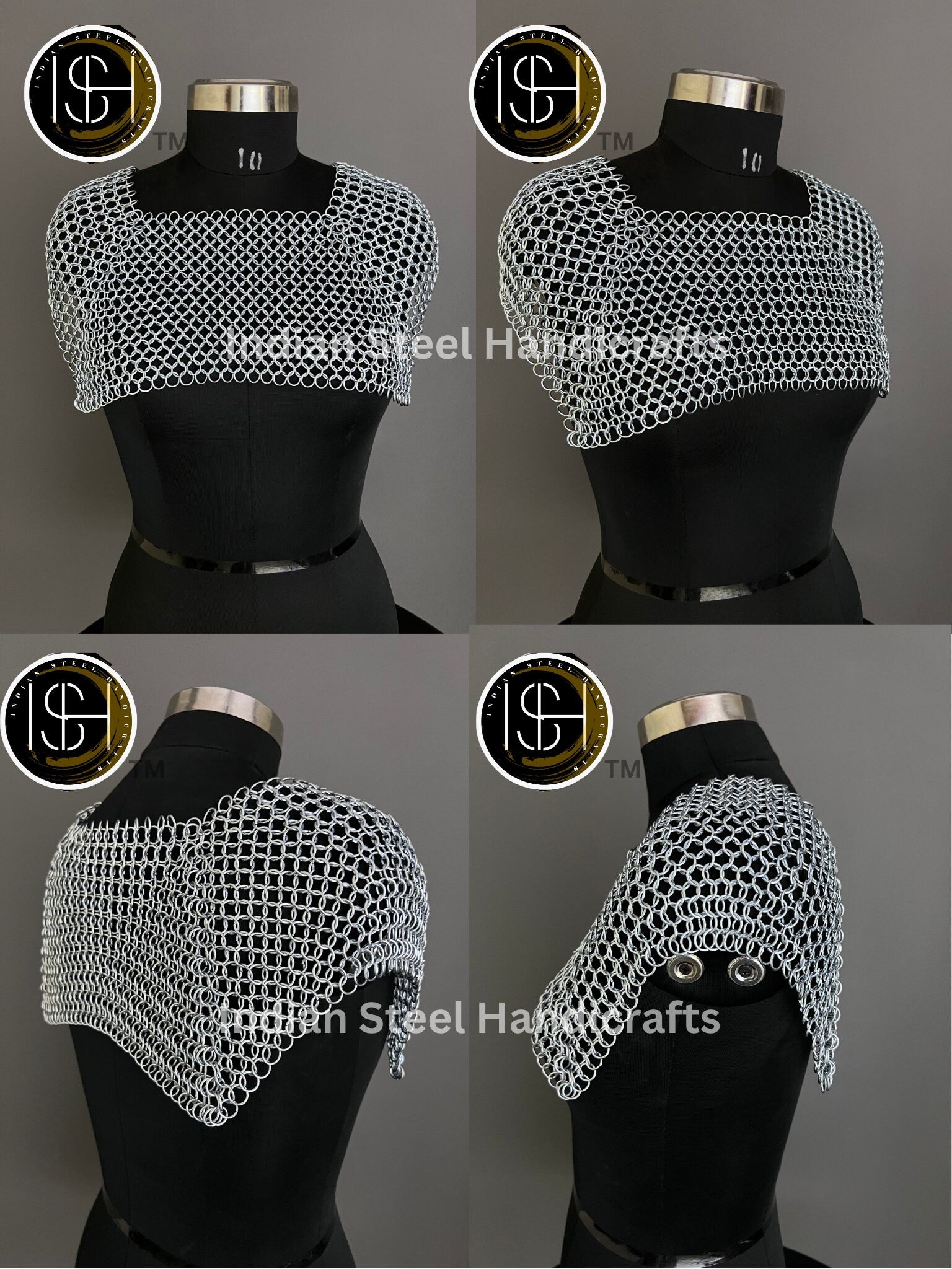 Chainmail Square Shoulder, Chainmaile Medieval Cosplay Costume, Festival Renaissance Fair & Collection.