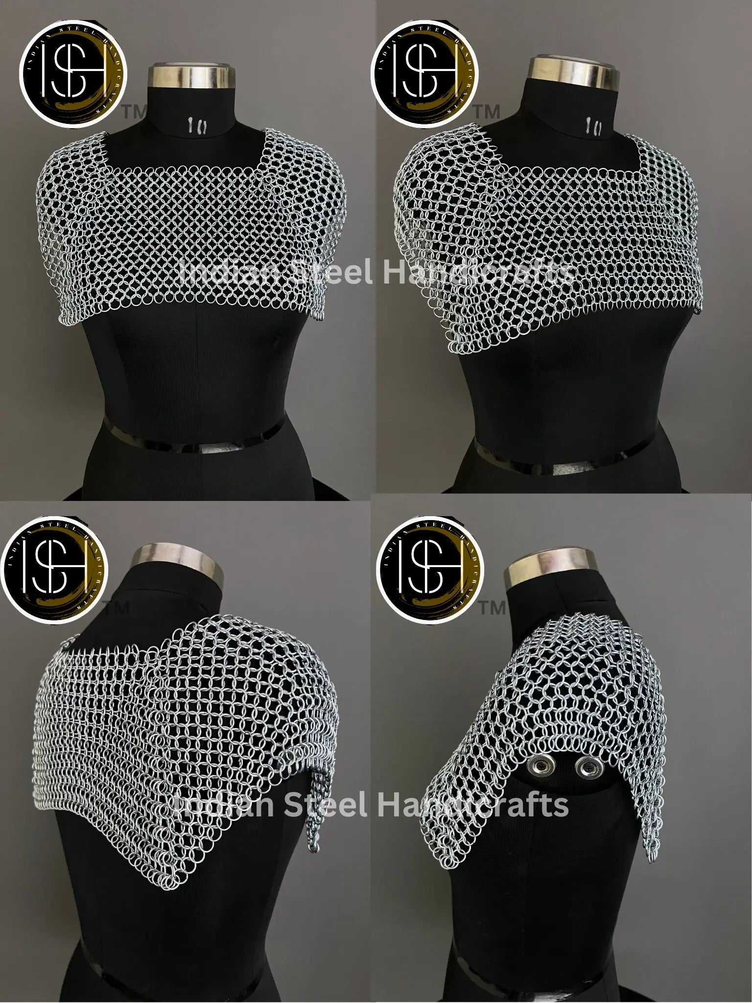 Chainmail Square Shoulder, Chainmaile Medieval Cosplay Costume, Festival Renaissance Fair & Collection. ISH Collection