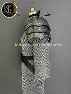 Female Knight Armor: Steel Gorget, Pouldron & Chainmail - LARP Cosplay