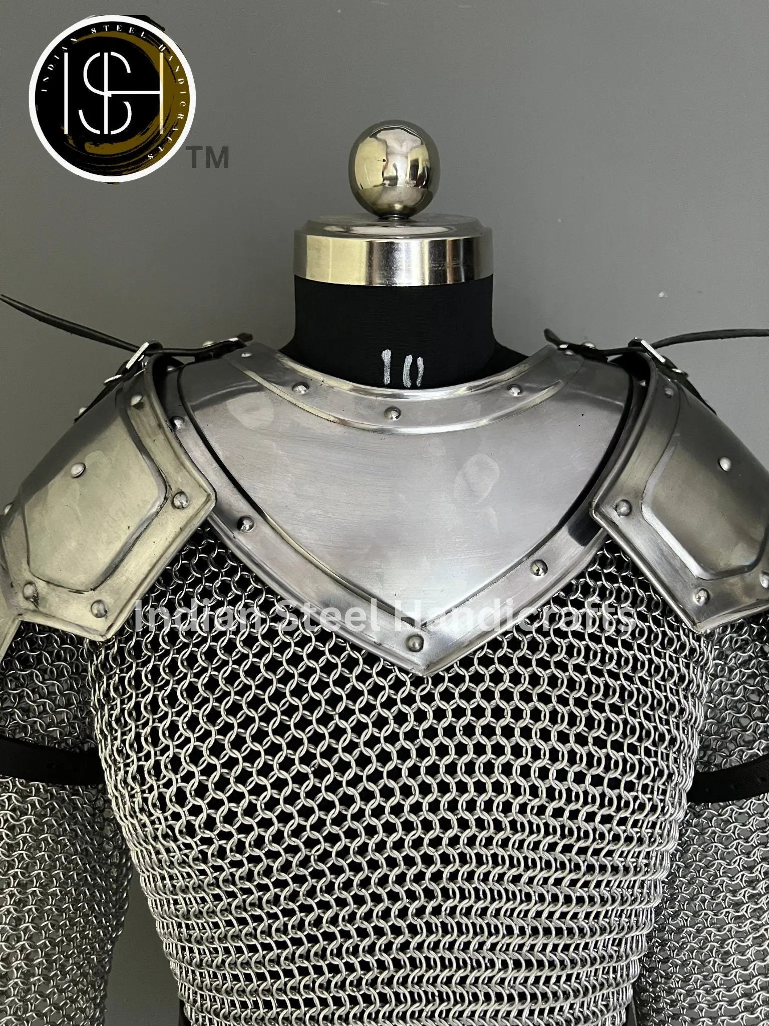 Female Knight Armor: Steel Gorget, Pouldron & Chainmail - LARP Cosplay