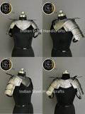 Female Knight Armor: Steel Gorget, Pouldron & Chainmail - LARP Cosplay