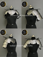 Female Knight Armor: Steel Gorget, Pouldron & Chainmail - LARP Cosplay