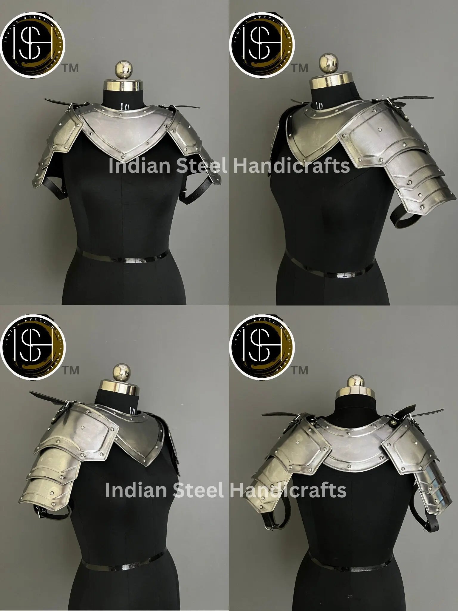 Female Knight Armor: Steel Gorget, Pouldron & Chainmail - LARP Cosplay