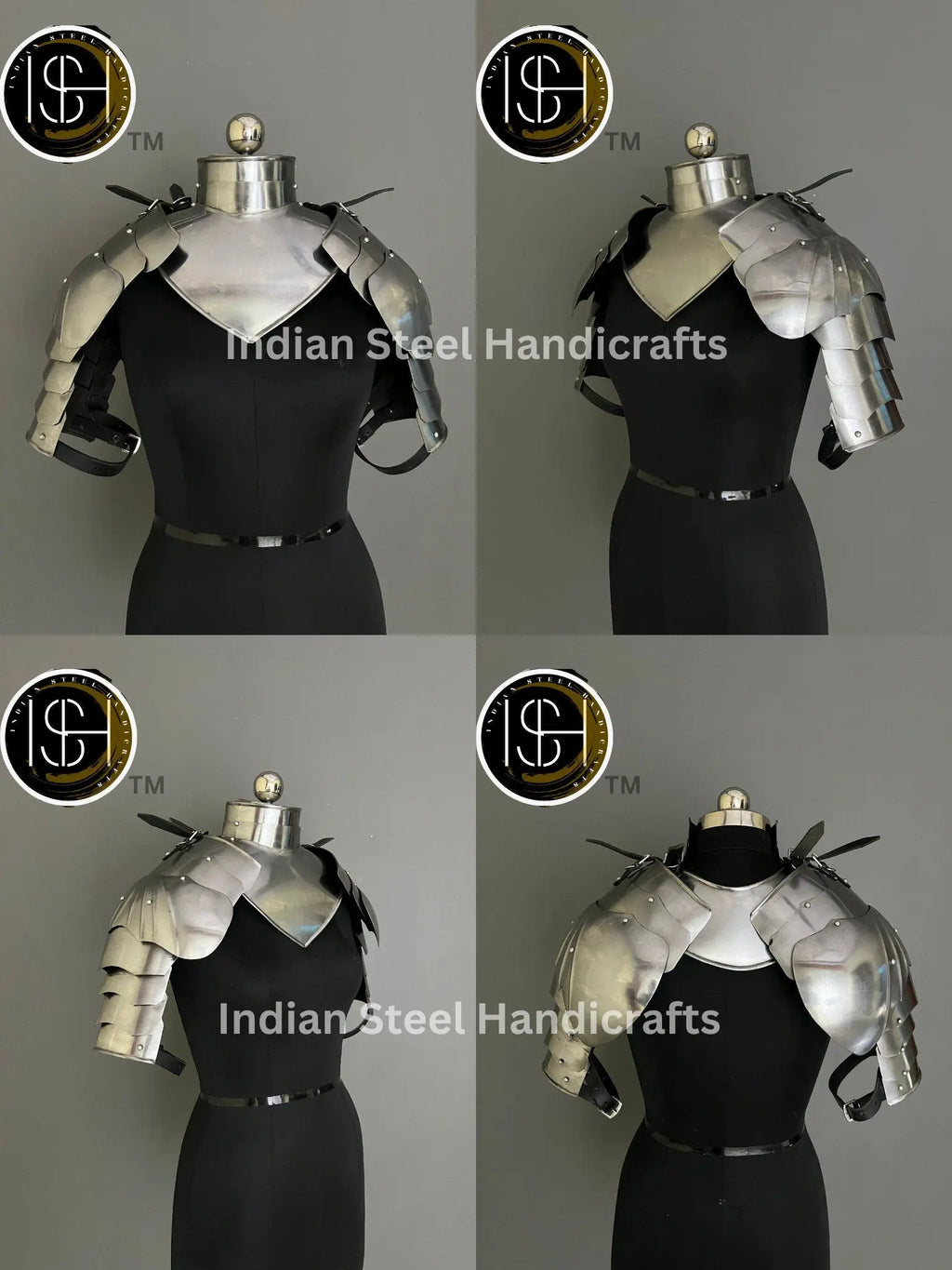 Female Knight Steel Armor: Gorget, Pouldron, Chainmail - LARP Cosplay