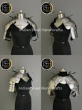 Female Knight Steel Armor: Gorget, Pouldron, Chainmail - LARP Cosplay