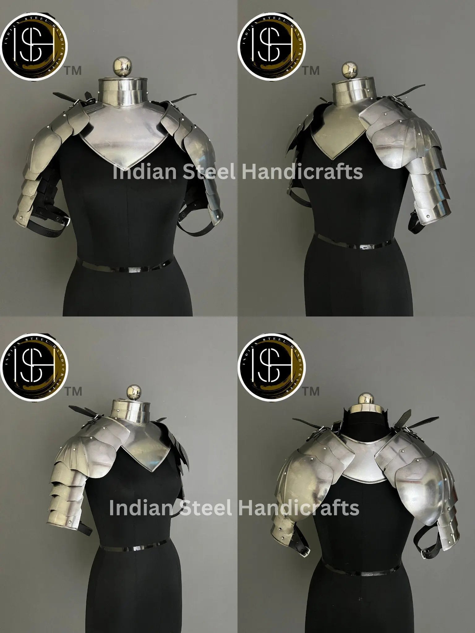 Female Knight Steel Armor: Gorget, Pouldron, Chainmail - LARP Cosplay