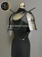 Female Knight Steel Armor: Gorget, Pouldron & Chainmail - LARP Cosplay
