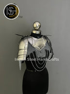 Female Knight Steel Armor: Gorget, Pouldron & Chainmail - LARP Cosplay