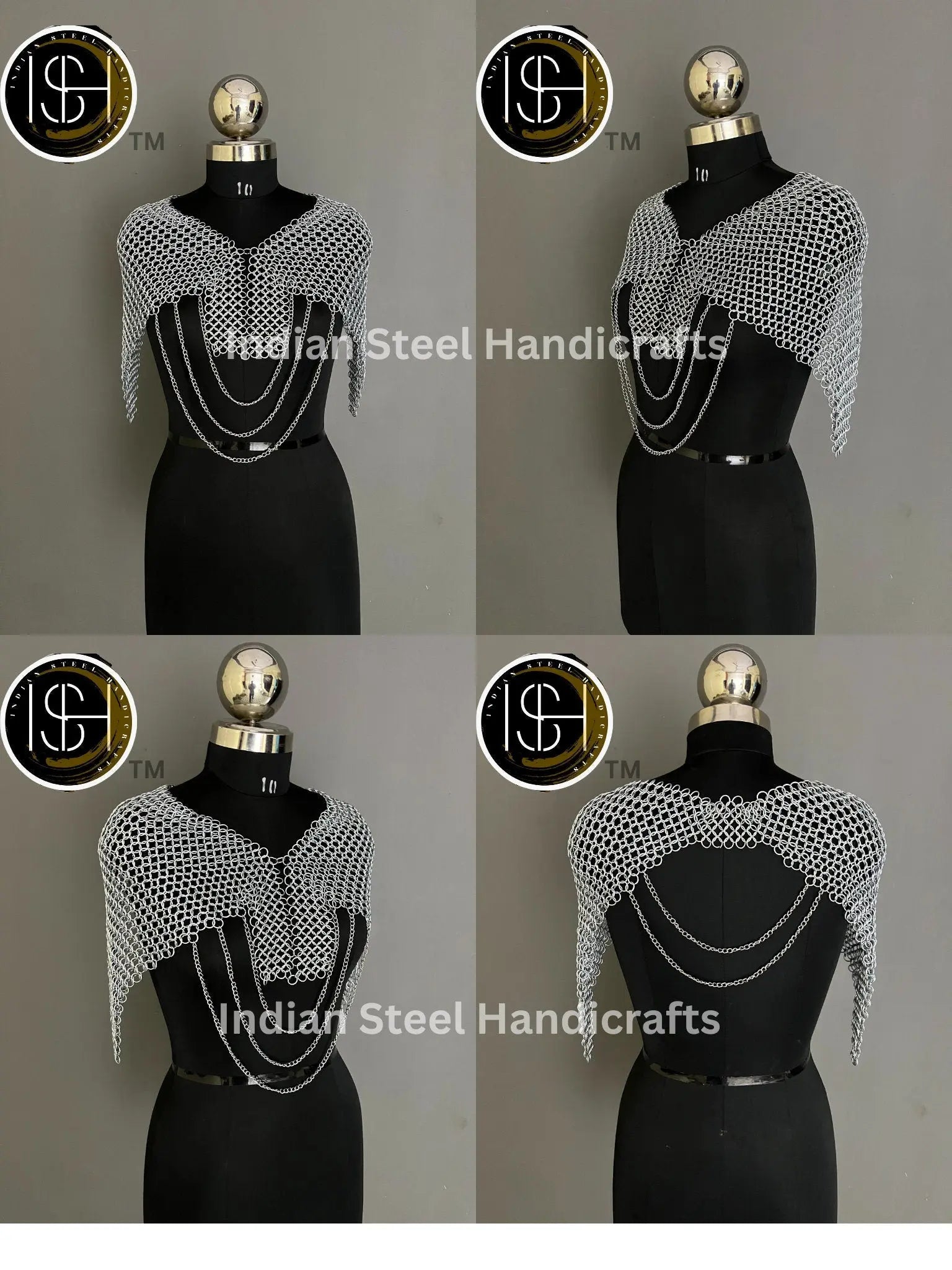 Female Knight Steel Armor: Gorget, Pouldron & Chainmail - LARP Cosplay