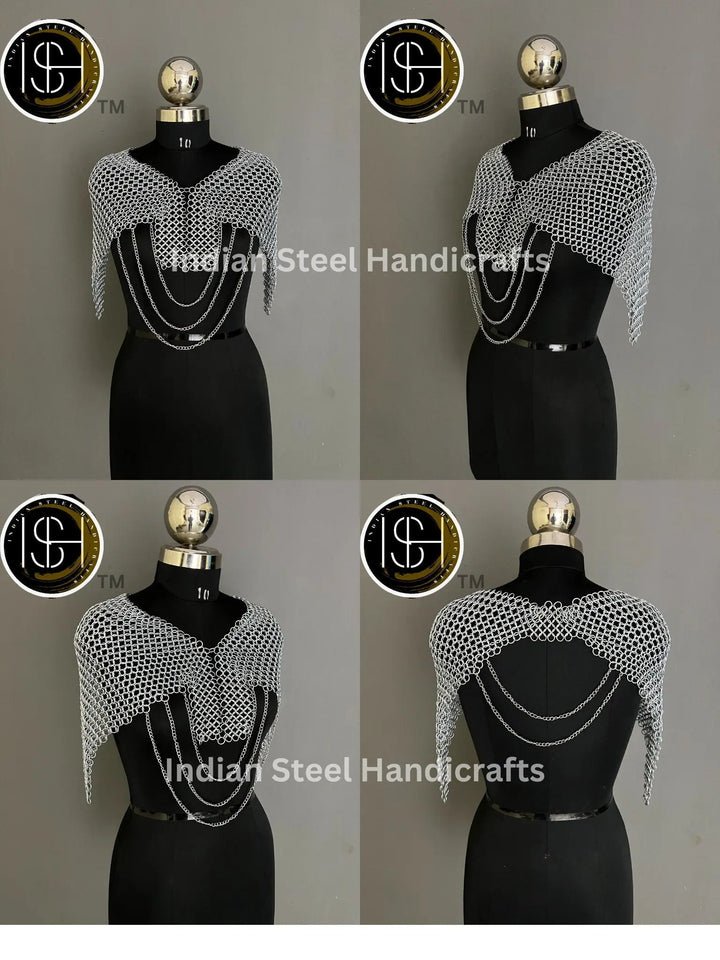 Female Knight Steel Armor: Gorget, Pouldron & Chainmail - LARP Cosplay
