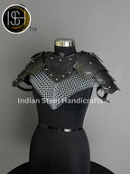 Female Knight Armor: Steel Gorget & Pouldron, Chainmail Top - LARP Cosplay