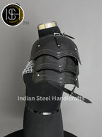 Female Knight Armor: Steel Gorget & Pouldron, Chainmail Top - LARP Cosplay