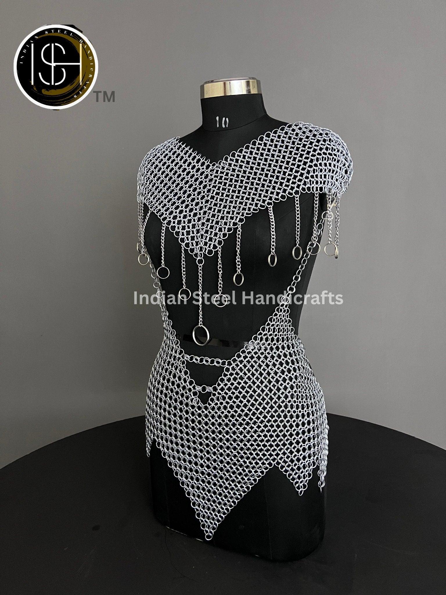 Chainmail Harness, Chainmail Chains Layers top & Skirt, Rings Costume, Wedding Cosplay Costume, Larp , Cosplay, Sca Armor, Gift For Women.