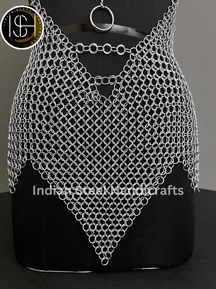 Chainmail Harness, Chainmail Chains Layers top & Skirt, Rings Costume, Wedding Cosplay Costume, Larp , Cosplay, Sca Armor, Gift For Women. ISH Collection