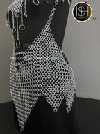 Chainmail Harness, Chainmail Chains Layers top & Skirt, Rings Costume, Wedding Cosplay Costume, Larp , Cosplay, Sca Armor, Gift For Women.