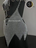 Chainmail Harness, Chainmail Chains Layers top & Skirt, Rings Costume, Wedding Cosplay Costume, Larp , Cosplay, Sca Armor, Gift For Women. ISH Collection