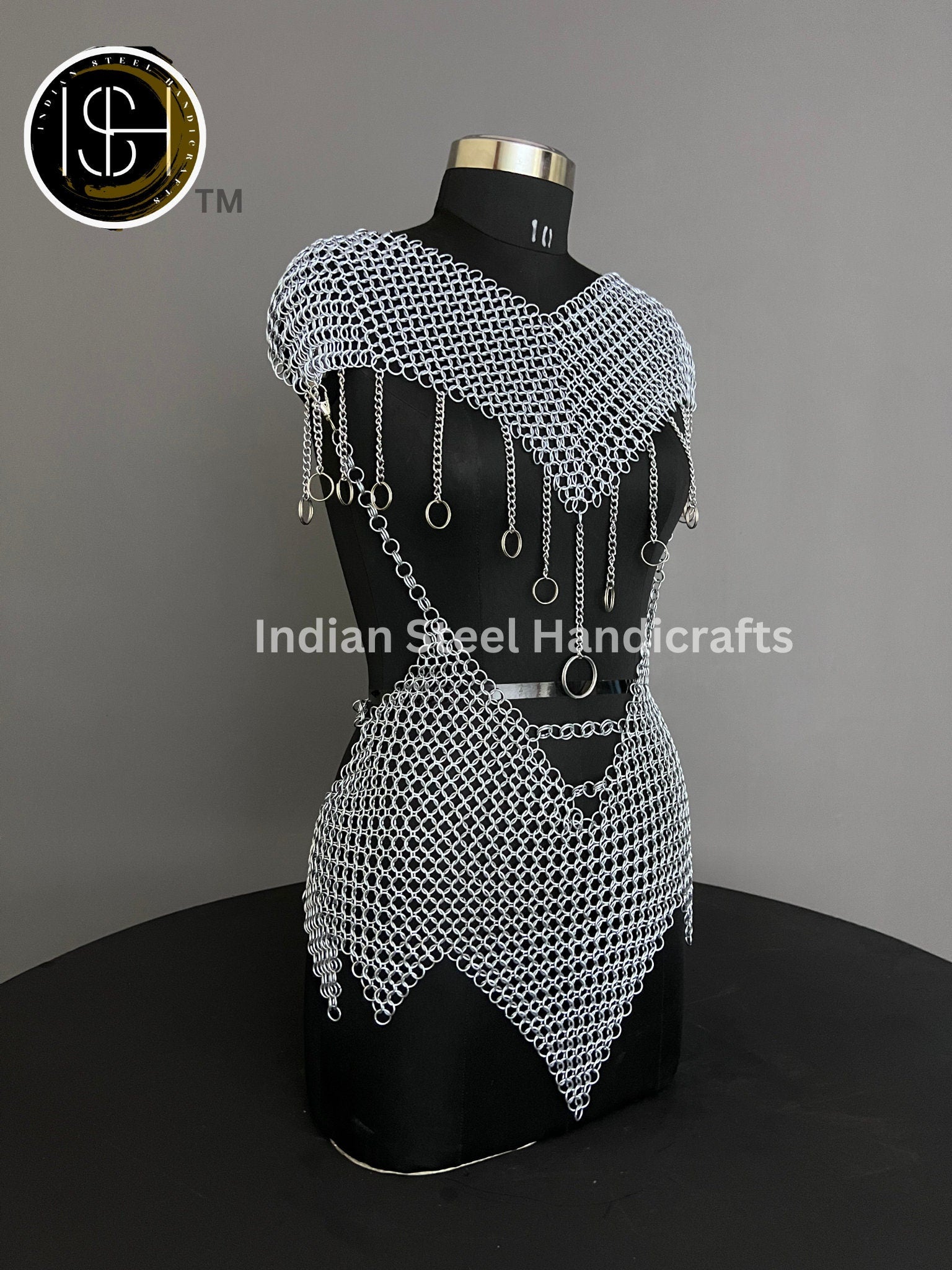 Chainmail Harness, Chainmail Chains Layers top & Skirt, Rings Costume, Wedding Cosplay Costume, Larp , Cosplay, Sca Armor, Gift For Women.