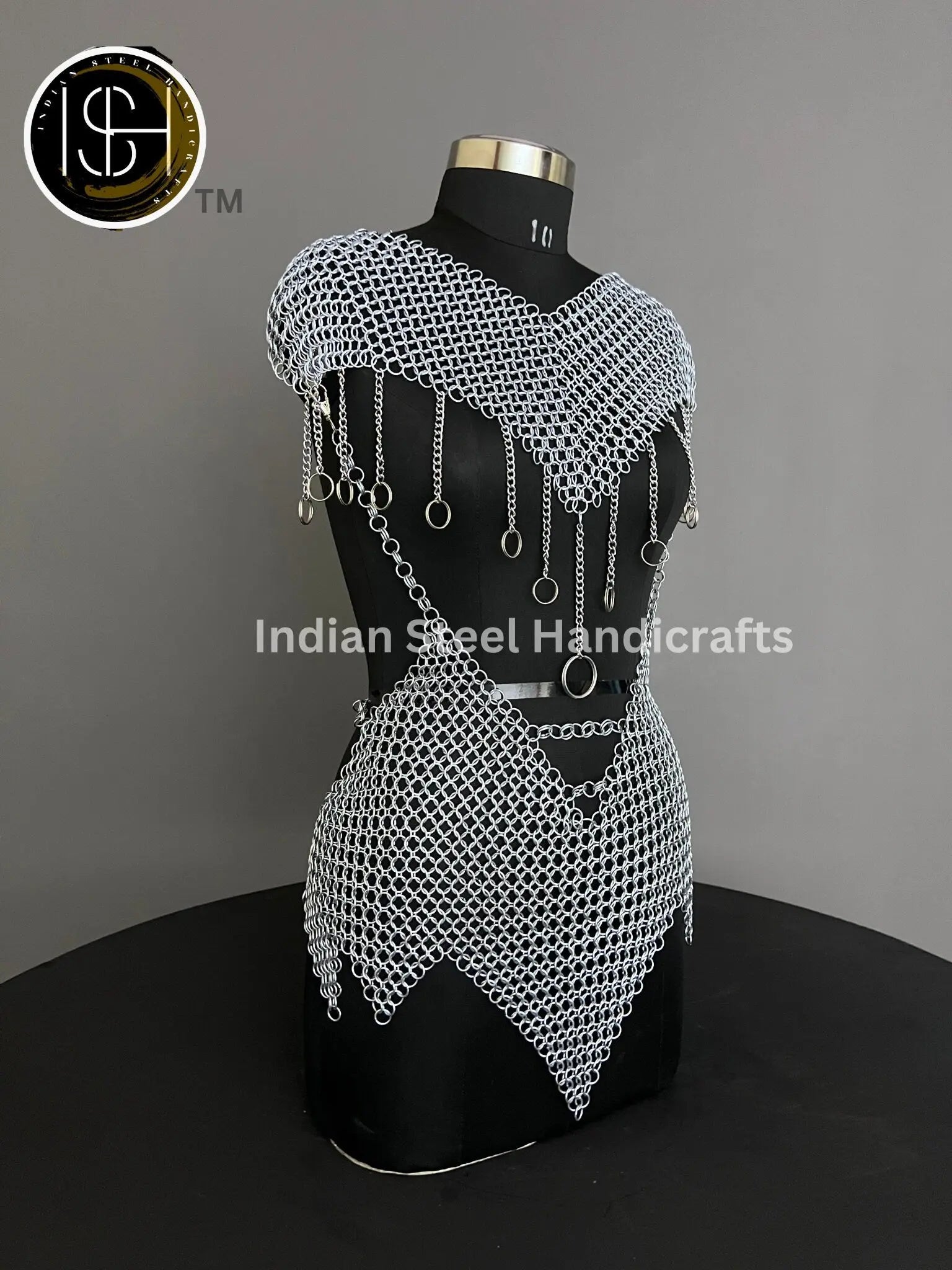 Chainmail Harness, Chainmail Chains Layers top & Skirt, Rings Costume, Wedding Cosplay Costume, Larp , Cosplay, Sca Armor, Gift For Women. ISH Collection