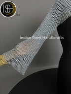 Chainmail Silver Long Sleeves Shrug, Handmade Loose Cropped Pullover Top, Elegant & Most Beautiful Wedding Costume, Halloween Cosplay Gift ISH Collection
