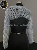 Chainmail Silver Long Sleeves Shrug, Handmade Loose Cropped Pullover Top, Elegant & Most Beautiful Wedding Costume, Halloween Cosplay Gift ISH Collection