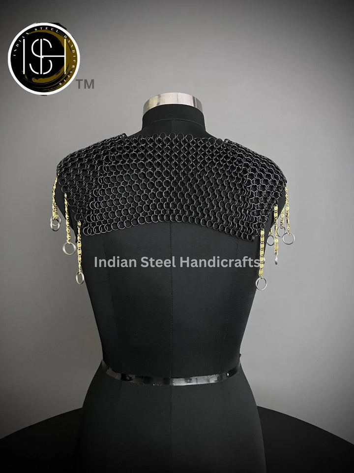Chainmail Square Shoulder, Chainmail Jump Ring, Chainmail Neck Piece, Cosplay Costume, Chainmail Festival, Renaissance Faire Larp Gift. ISH Collection