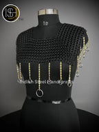 Chainmail Square Shoulder, Chainmail Jump Ring, Chainmail Neck Piece, Cosplay Costume, Chainmail Festival, Renaissance Faire Larp Gift. ISH Collection