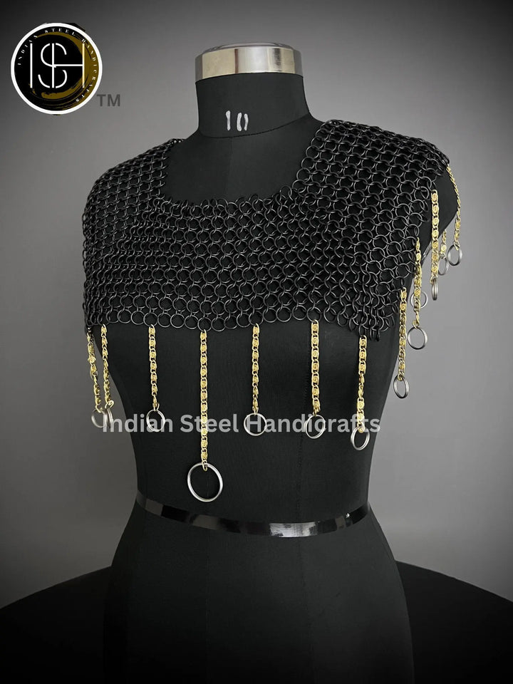 Chainmail Square Shoulder, Chainmail Jump Ring, Chainmail Neck Piece, Cosplay Costume, Chainmail Festival, Renaissance Faire Larp Gift. ISH Collection