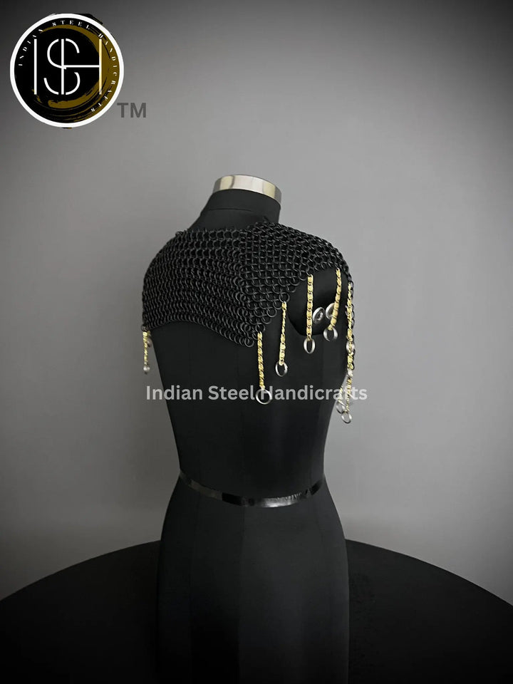 Chainmail Square Shoulder, Chainmail Jump Ring, Chainmail Neck Piece, Cosplay Costume, Chainmail Festival, Renaissance Faire Larp Gift. ISH Collection