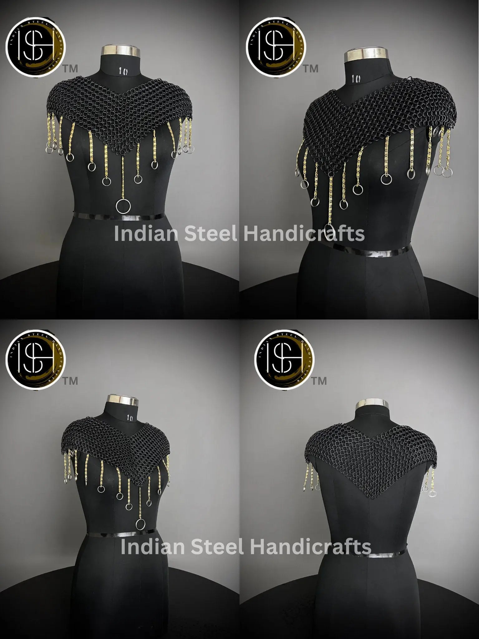 Chainmail Square Shoulder, Chainmail Jump Ring, Chainmail Neck Piece, Cosplay Costume, Chainmail Festival, Renaissance Faire Larp Gift. ISH Collection