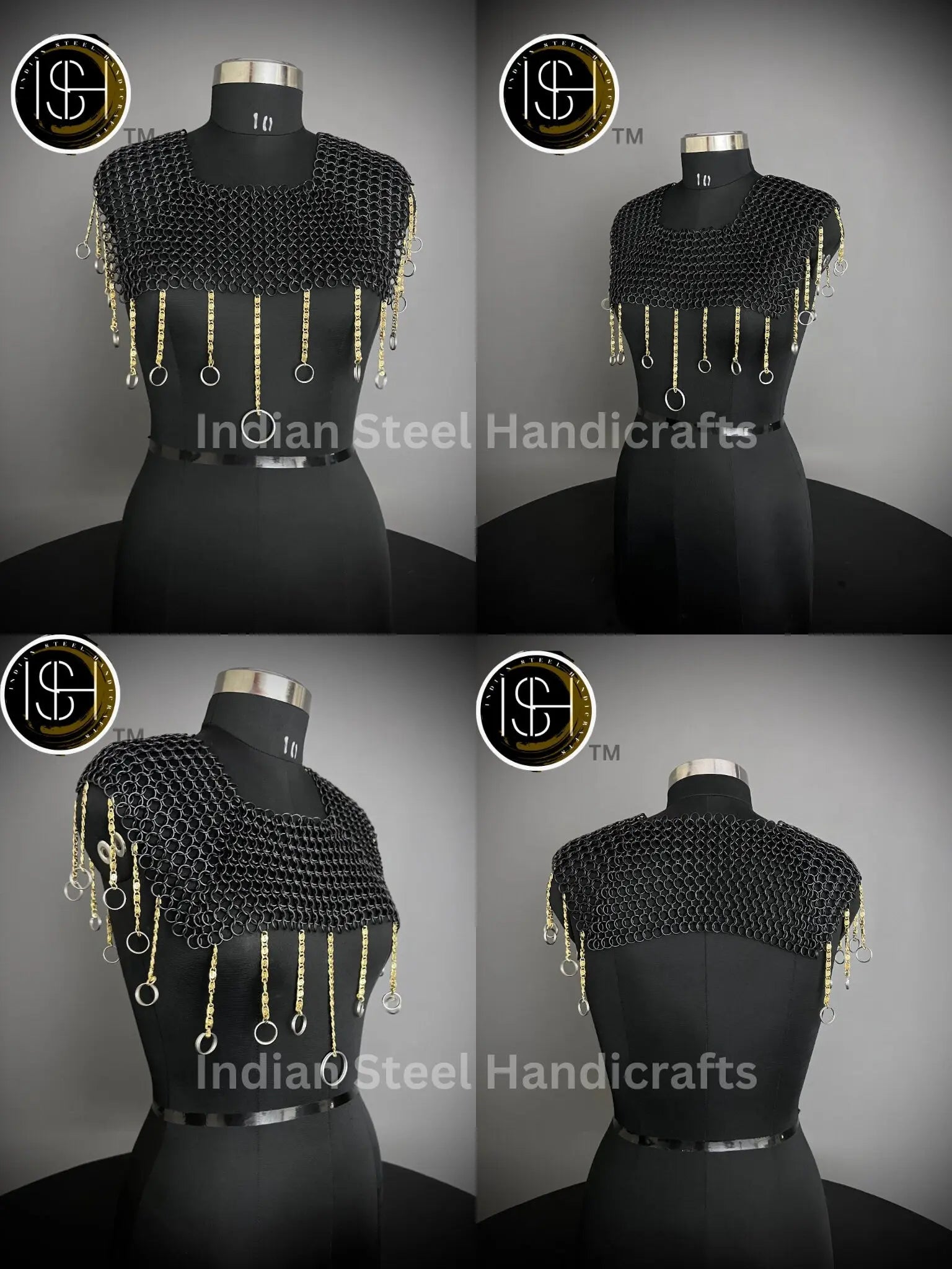 Chainmail Square Shoulder, Chainmail Jump Ring, Chainmail Neck Piece, Cosplay Costume, Chainmail Festival, Renaissance Faire Larp Gift. ISH Collection