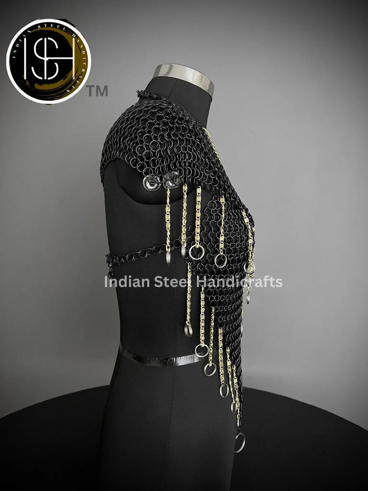 Chainmail Harness, Chainmail Chains Layers top, Jump Rings Costume, Wedding Cosplay Costume, Larp , Cosplay, Sca Armor, Gift For Women. ISH Collection